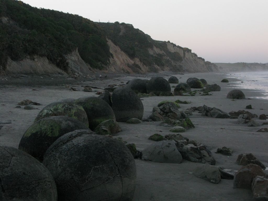 Les "Moeraki Boulders"
		(côte est)